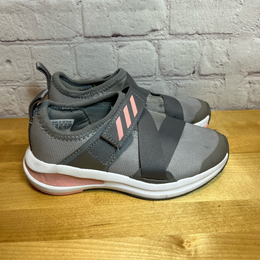 Adidas Fortarun Gray and Pink Slip-On Sneakers Toddler Girl’s Size 11